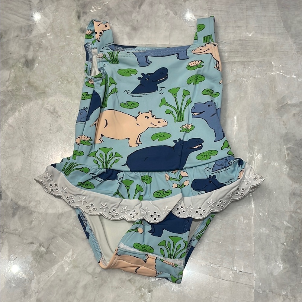 Cute Hippo Print Swimsuit